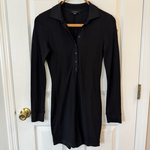 AllSaints Holly Knit Romper Black Women’s Size 6 Minimalist Edgy - Picture 3 of 7